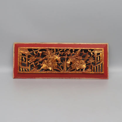 Set of 5 Solid Wood Carving Panels from Old Chinese Canopy Bed, Wall Decoration