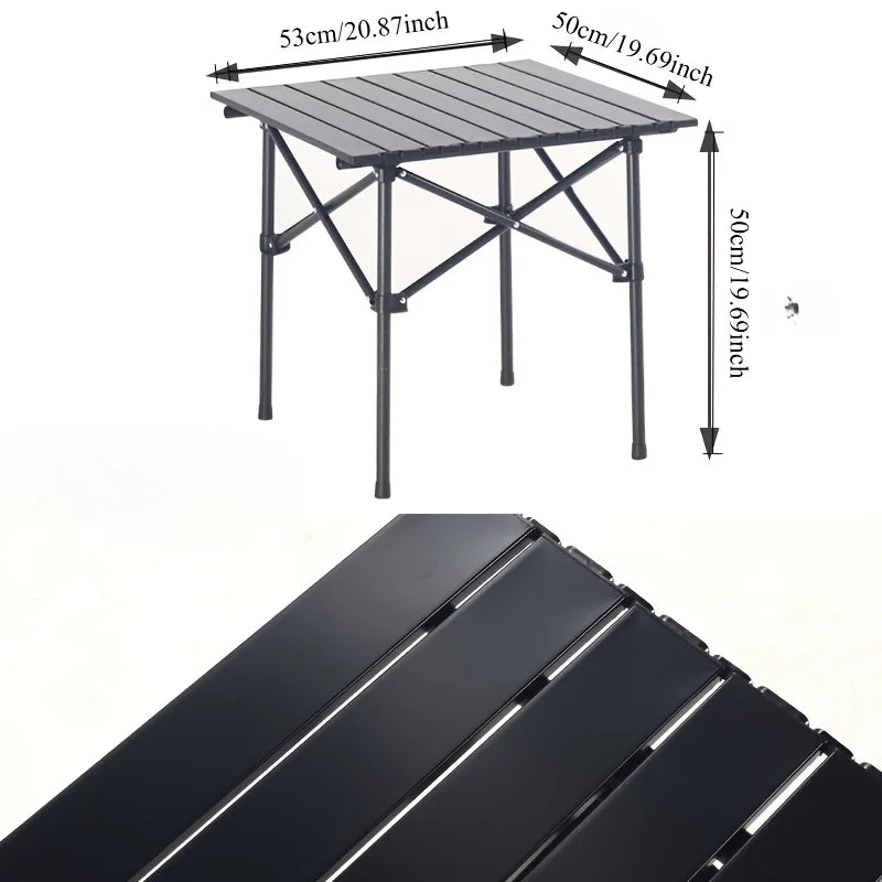 Portable stainless steel folding table, camping barbecue table - compact outdoor leisure thickened picnic equipment.