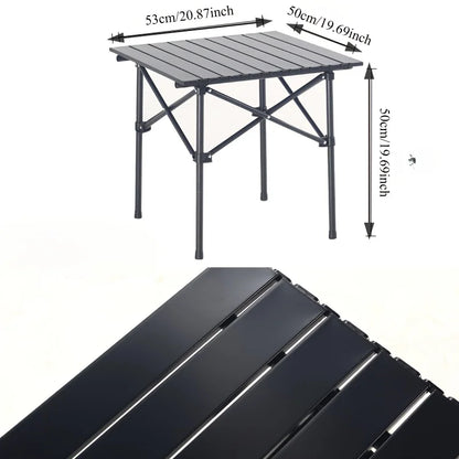 Portable stainless steel folding table, camping barbecue table - compact outdoor leisure thickened picnic equipment.