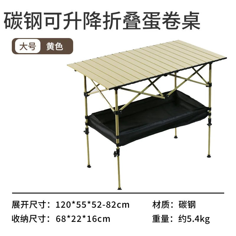 Picnic Camping Adjustable Lightweight Egg Roll Folding Table Outdoor Adjustable Table Camping Mesa Plegable Outdoor Furniture