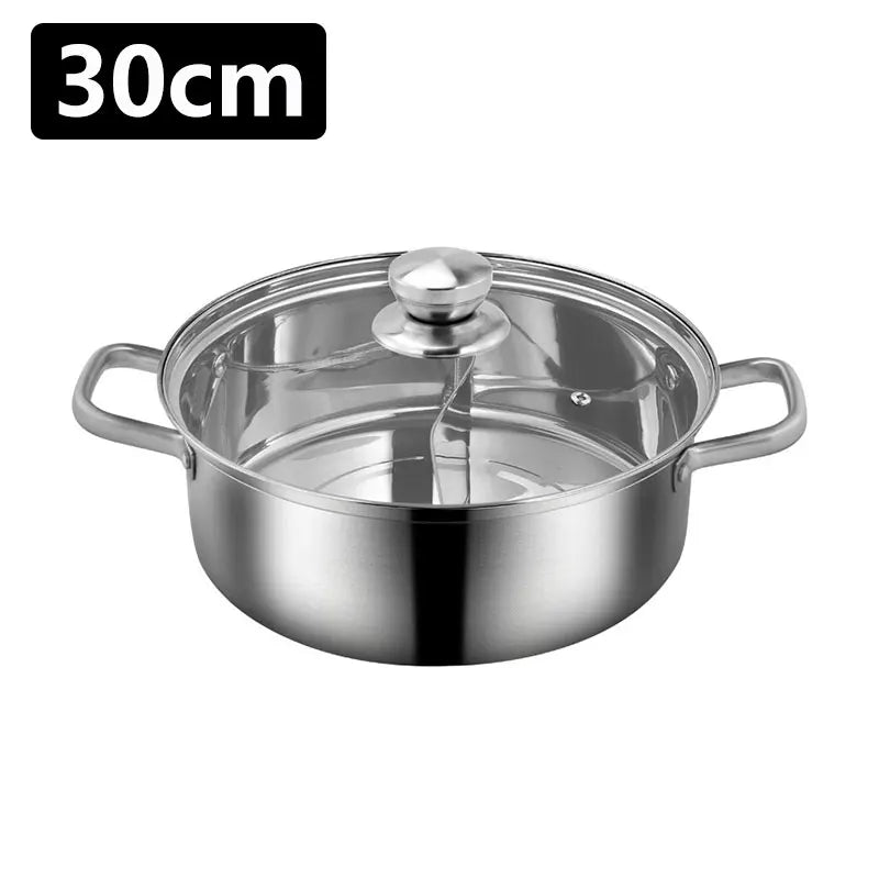 Chinese Hot Pot 304 Stainless Steel Induction Cooker Gas Stove Compatibl Kitchen Cookware Soup Cooking Pot Twin Divided
