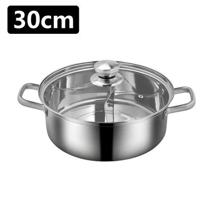 Chinese Hot Pot 304 Stainless Steel Induction Cooker Gas Stove Compatibl Kitchen Cookware Soup Cooking Pot Twin Divided