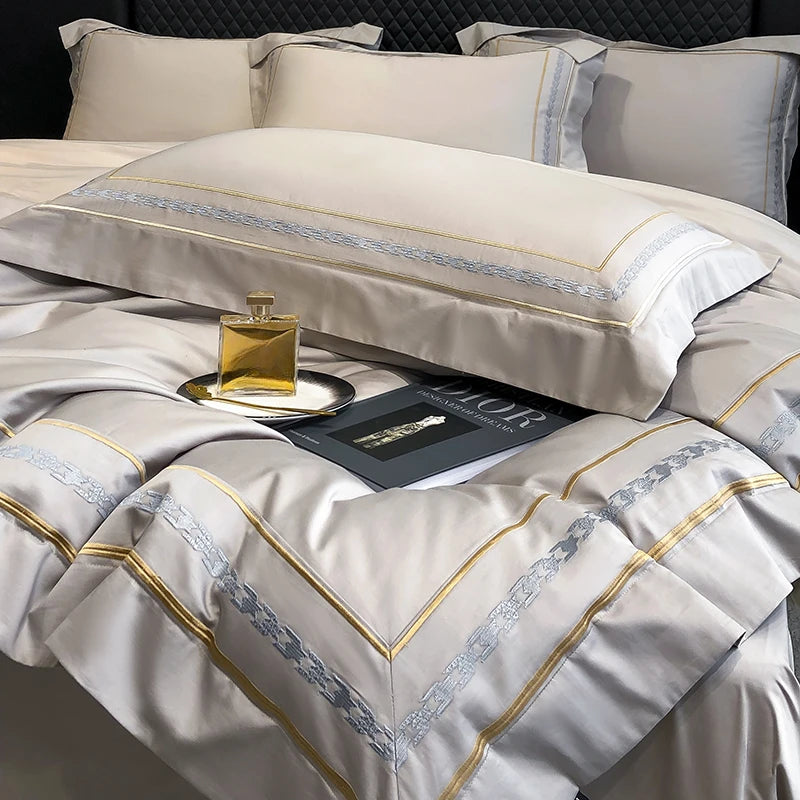 200s Long-Staple Cotton Four-Piece Set Pure Cotton 100% Cotton Bed Sheet Quilt Cover European-Style Luxury High-End Household
