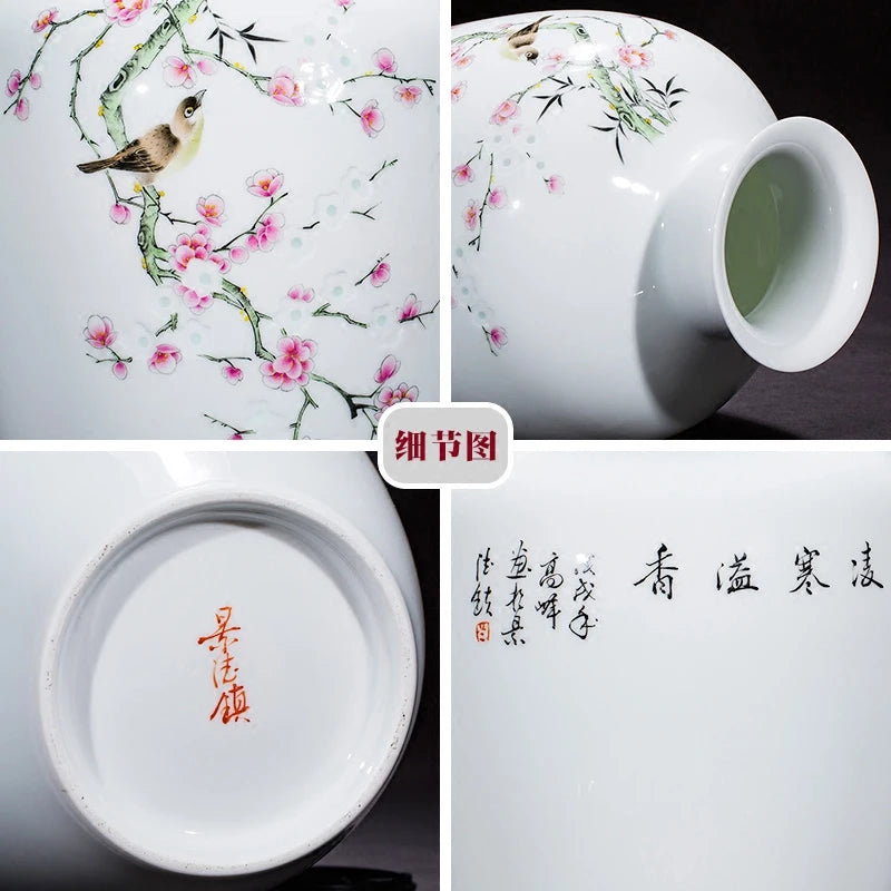 Vase ceramics underglaze color hand-painted plants high-end retro suitable home livingroom flower arrangement light luxury sense