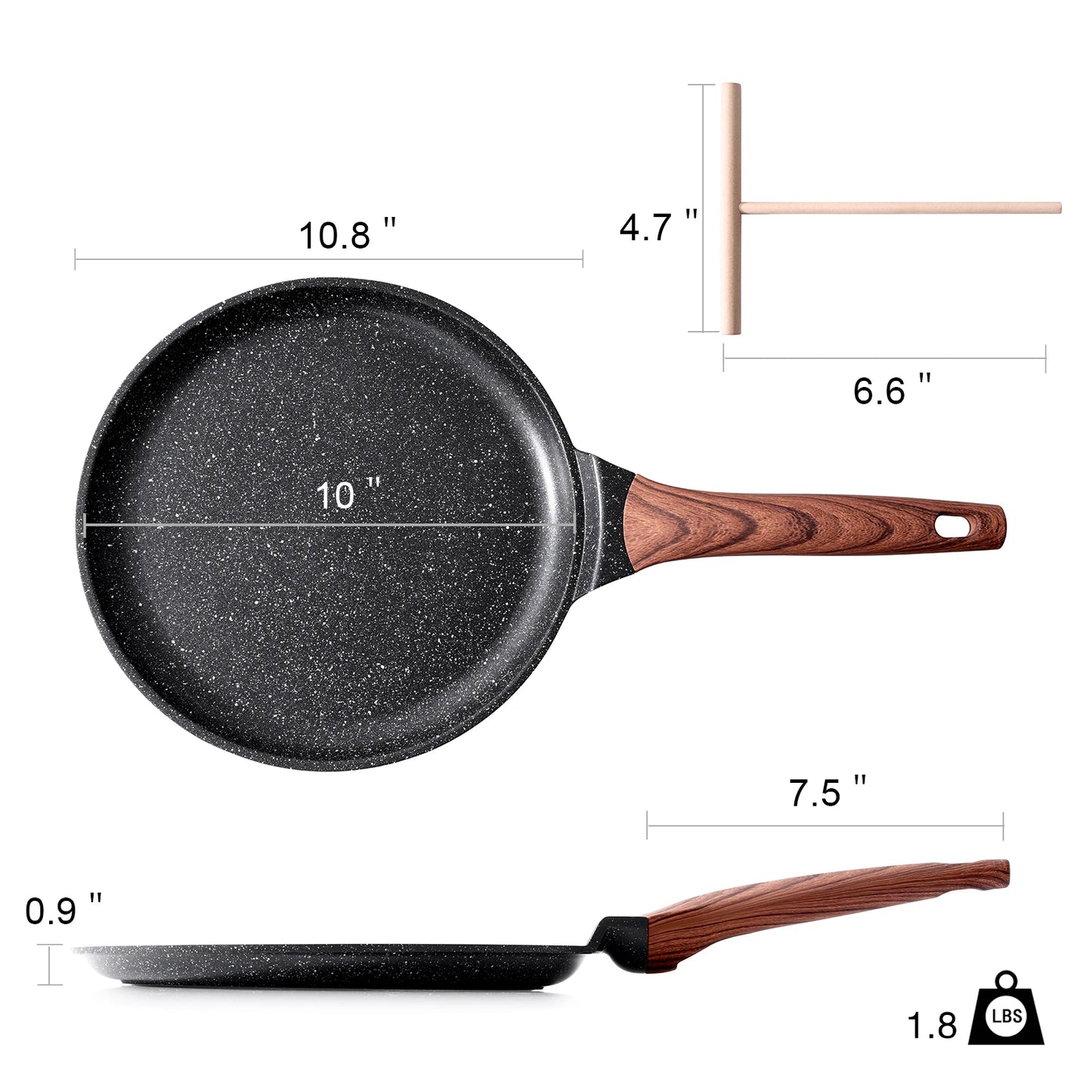 KORDISEN Pizza Frying Pan Nonstick 10/12inch Breakfast Fried Eggs Pizza Steak Burger Pancake Pots Induction Cooker Compatible