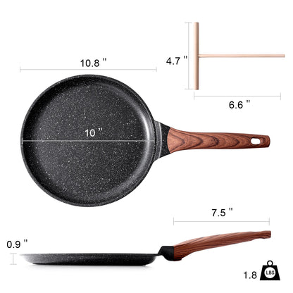 KORDISEN Pizza Frying Pan Nonstick 10/12inch Breakfast Fried Eggs Pizza Steak Burger Pancake Pots Induction Cooker Compatible