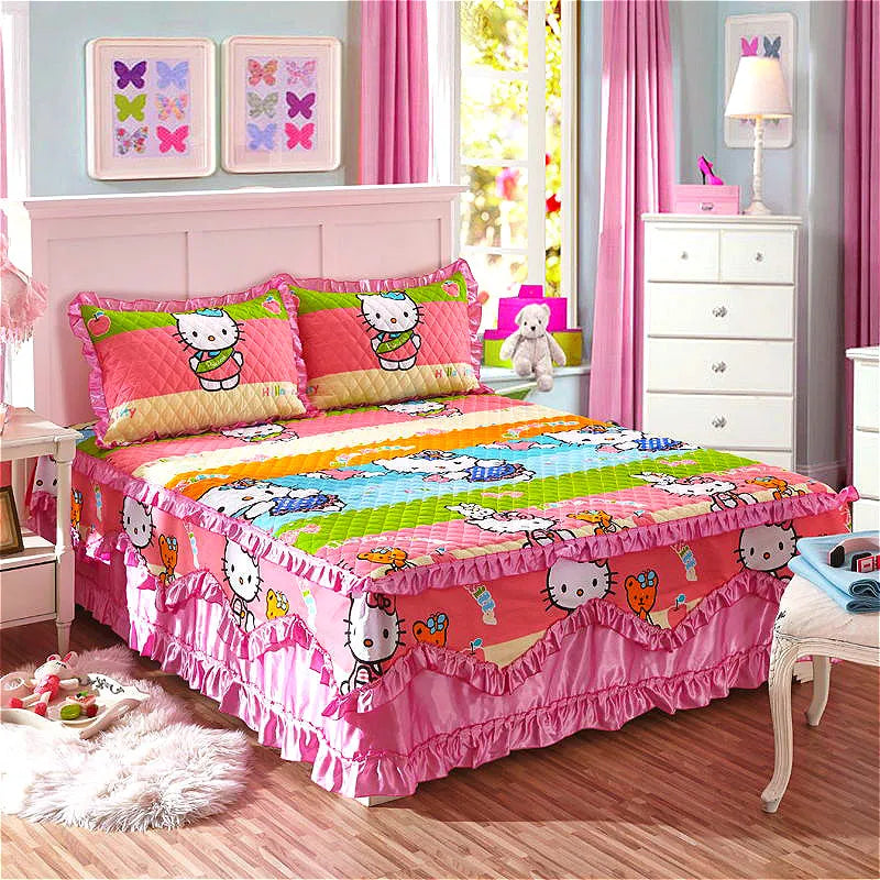 Pure cotton bedspread single piece thickened padded cotton bed skirt 1.5m 1.8m bed cover sheath cotton four-piece set