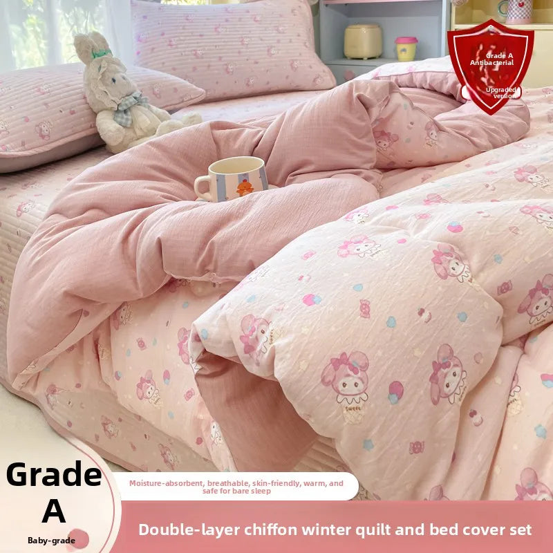 A-Class Double-Layer Thiened Warmth Blanket Core for Renting Houses Spring Autumn Winter Use Home Bedroom Dormi Four-Pi...