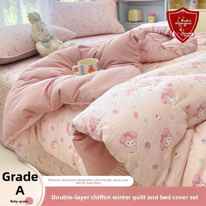 A-Class Double-Layer Thiened Warmth Blanket Core for Renting Houses Spring Autumn Winter Use Home Bedroom Dormi Four-Pi...