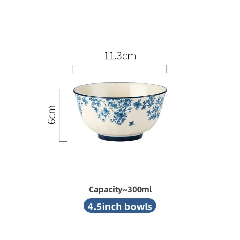 High-end Ceramic Dinnerware Set Chinese Style Rice Bowls Plates Dishes Glaze Color Soup Bowls