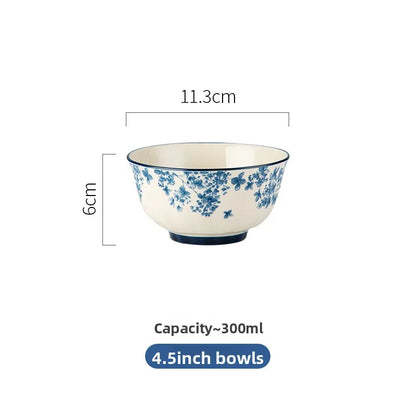 High-end Ceramic Dinnerware Set Chinese Style Rice Bowls Plates Dishes Glaze Color Soup Bowls