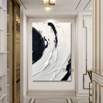 Simple Thick Texture Canvas Abstract Black And White Art Painting Large Size Wall Picture For Bedroom Custom Artwork Unframed