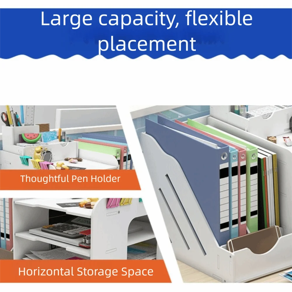 Large Capacity File Storage Rack Thickened Multi-Layer File Sorter Partition Design Space Saving Desktop Storage Box Library