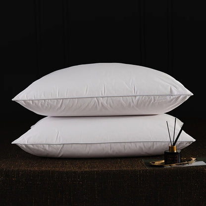 2Pcs 95% Goose Feather Down Pillows Neck Pillows for Sleeping 1 Pair Bed Pillow Inserts 100% Cotton Shell Standard Queen King