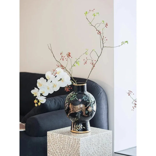 Vase decoration retro high-end sense flower arrangement ceramic medieval ornament new Chinese style