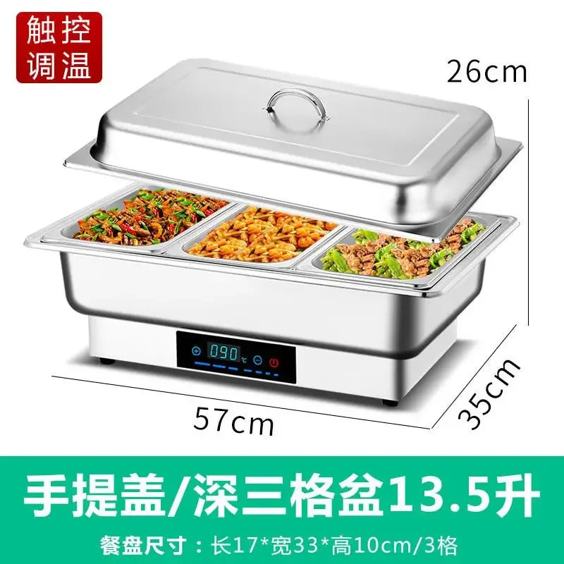 05110V US Stainless Steel Electric Heating Buffet Furnace Flap Square Furnace