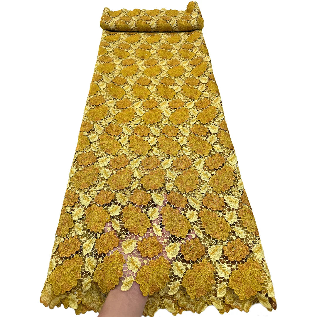 African High Quality Hand cut Water soluble lace with Tulle Lace Flower Fabric French Nigerian Lace Fabric For Wedding Dress