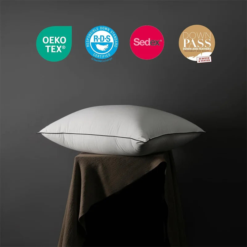 2Pcs 95% Goose Feather Down Pillows Neck Pillows for Sleeping 1 Pair Bed Pillow Inserts 100% Cotton Shell Standard Queen King