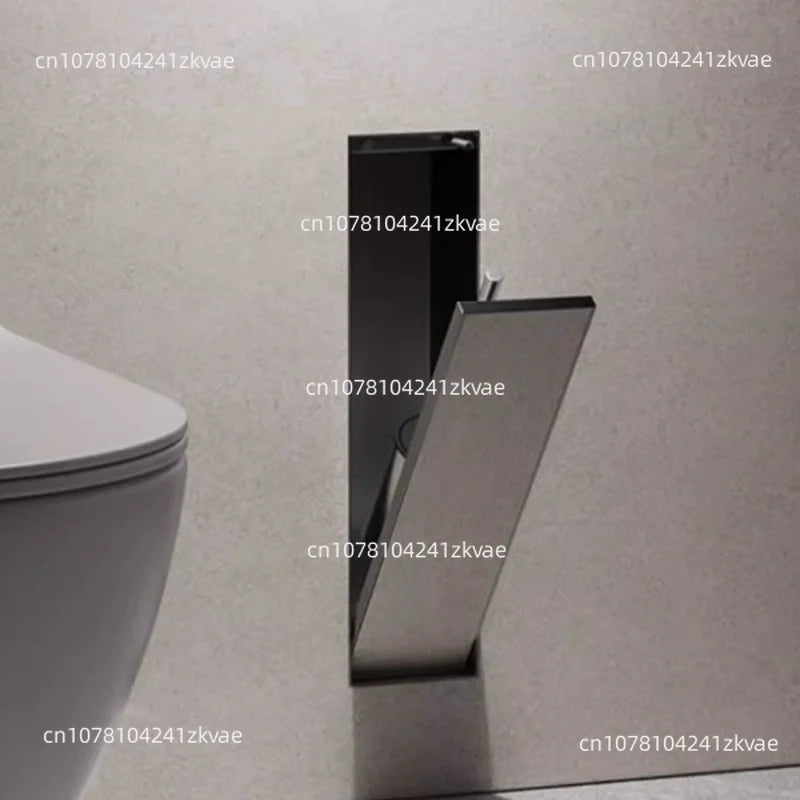 Hidden Stainless Steel Wall-Mounted Toilet Brush Storage Cabinet for Bathrooms