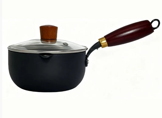 This year's popular wooden handle milk pot, instant noodle small frying pan with lid, household non stick pot, uncoated pot