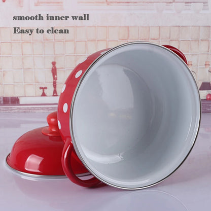 16/18/20CM Double Ears Speckled Stew Pot  Porcelain Enameled Soup Bowl With Lid Instant Noodle Bowl Induction Cooker Pot