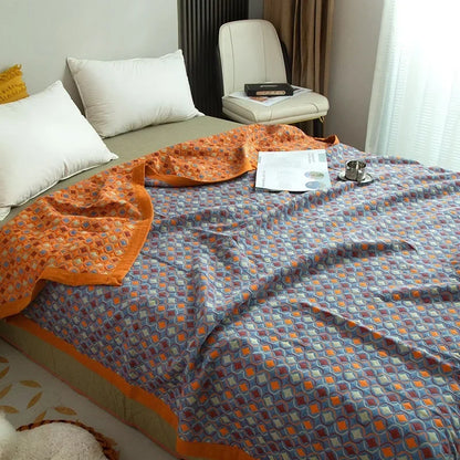 Luxurious Triple-layered 100% Cotton Gauze Blanket for Queen/King Bed, Multi-functional Usage As Summer Quilt or Bedspread