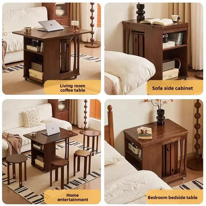 Coffee table removable foldable side table trolley table sofa side cabinet