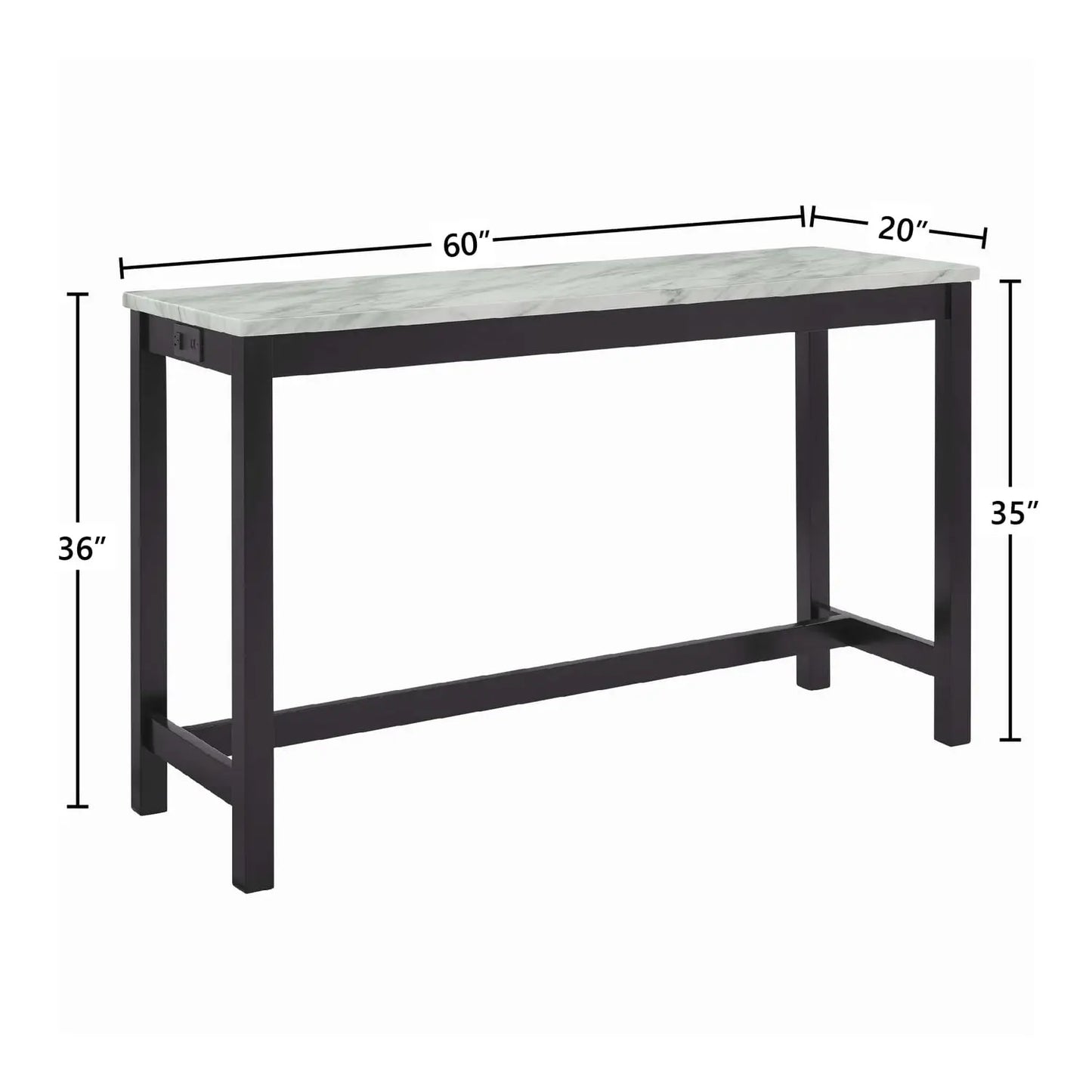 New Classic Furniture Celeste Faux Marble Theater Bar Table with 3 Bar Stool Set, Black Velvet with Black Base, Customized