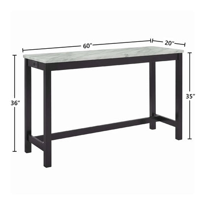 New Classic Furniture Celeste Faux Marble Theater Bar Table with 3 Bar Stool Set, Black Velvet with Black Base, Customized