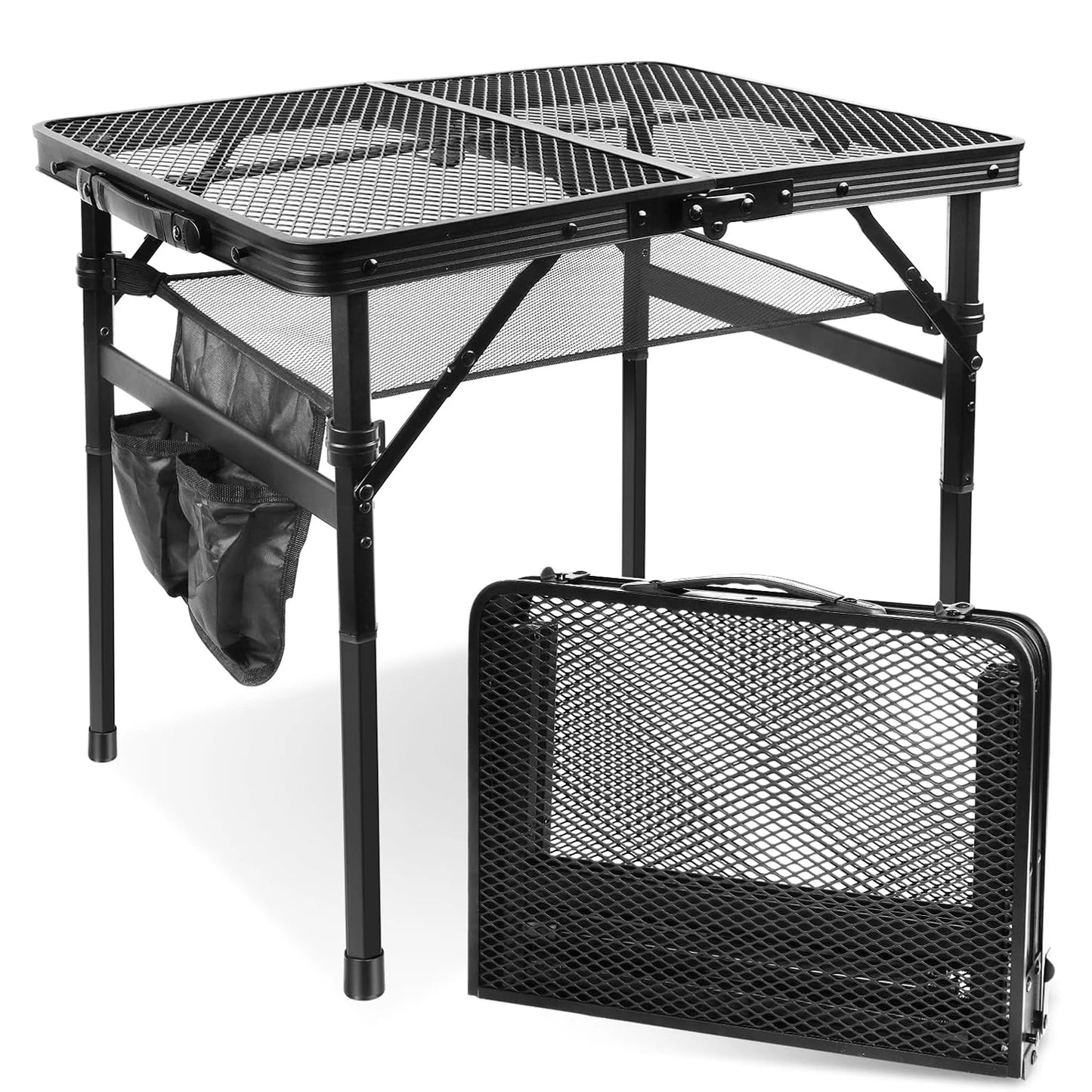 Camping Table with Mesh Desktop, Lightweight & Folding Grill Table, Outdoor Table for Camp, Cooking, BBQ, RV, Picnic ﻿