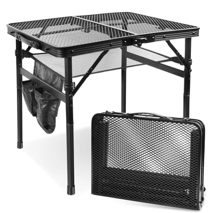Camping Table with Mesh Desktop, Lightweight & Folding Grill Table, Outdoor Table for Camp, Cooking, BBQ, RV, Picnic ﻿
