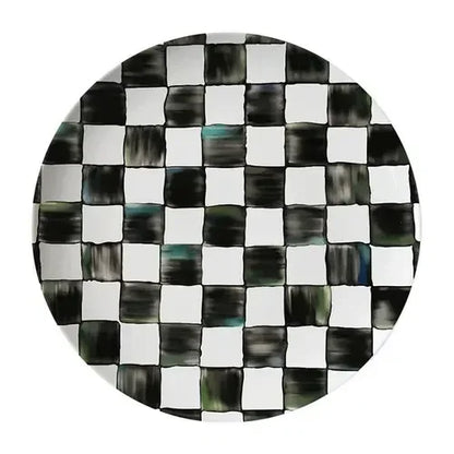 Glazed Western-style Dishes Creative Black-and-white Lattice Wedding Banquet Bone China Plate Flat Ceramic Tableware Vajillas