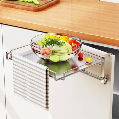 Stainless Steel Foldable Countertop Storage Rack, Space-saving, Can Be Used To Extend The Countertop In Bathrooms and Kitchens