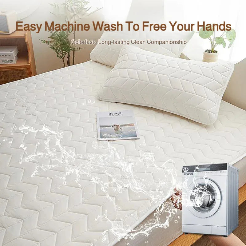 Thin Mattress Protector Slip-Resistant Cotton Bedding Cover Dirt-Proof Soft Pad for Home Dorm Bed Topper