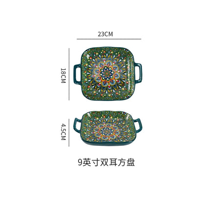 Ceramic Tableware Set Rice Bowl Serving Plate Creative Cutlery Soup Plate Noodle Handle Bowl Sauce Dish Steak Salad Fruit Plate