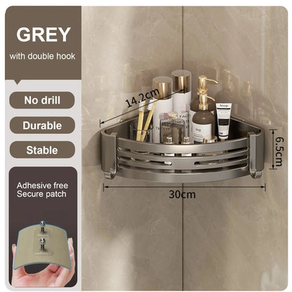 Black Bathroom Shelf for Shower Wall Mounted Shampoo Bottle Orangizer Shower Corner Rack Storage Punch-free Bathroom Accessories