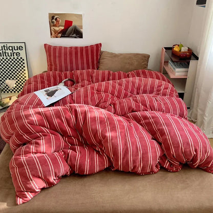 Warm Bedding Bed Cover for Winter Stripe Style Quilt Soft Comforter Home Duvets Cover funda nordica (No Pillowcase)