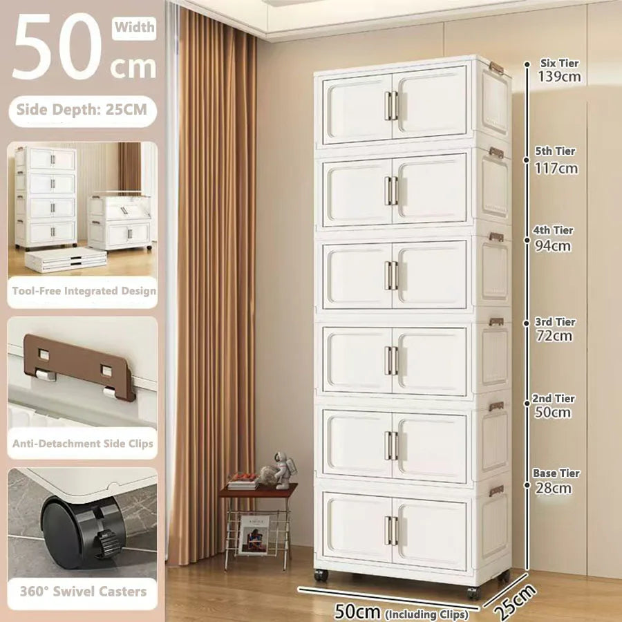 Storage Cabinet No Installation Required Organization Cabinet for Babies and Children Clothes Organizer Box Snack Plastic Foldable