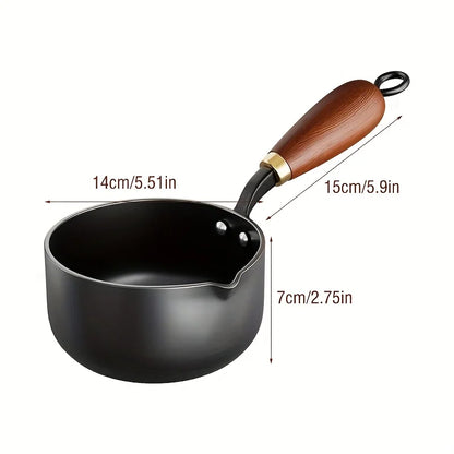 This year's popular wooden handle milk pot, instant noodle small frying pan with lid, household non stick pot, uncoated pot