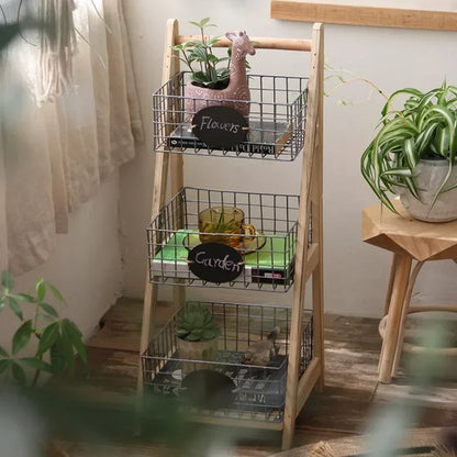 Retro Trapezoidal Storage Rack Multi-layer Iron Shelf Decoration Snacks and Sundries Organize Shelf Plant Potted Flower Stand