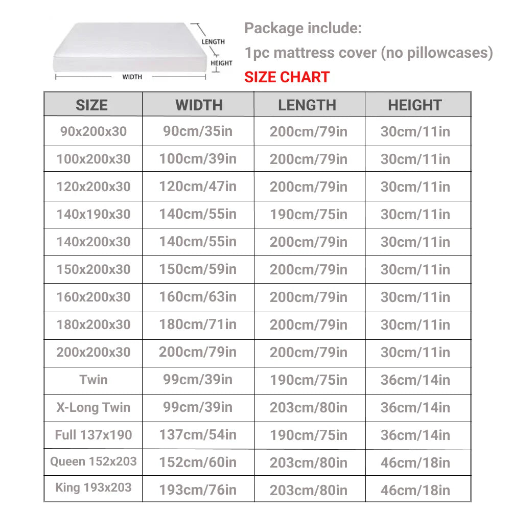 Waterproof Mattress Protector with Zipper Soft & Breathable & Noiseless Antibacterial, Anti-mite Mattress Cover , Queen/King