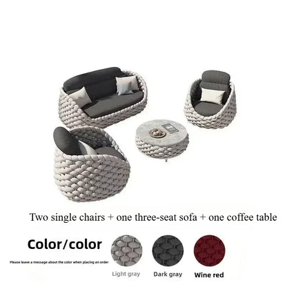 Outdoor Patio Sofa Set Wicker Garden Loveseat Cushioned Rattan Furniture Backyard Porch Seating All Weather Durable