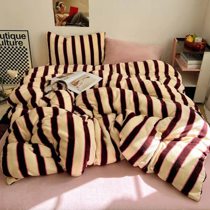 Warm Bedding Bed Cover for Winter Stripe Style Quilt Soft Comforter Home Duvets Cover funda nordica (No Pillowcase)