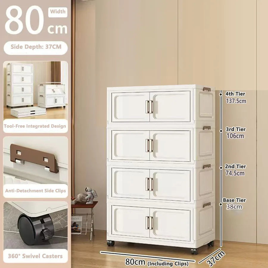 Storage Cabinet No Installation Required Organization Cabinet for Babies and Children Clothes Organizer Box Snack Plastic Foldable