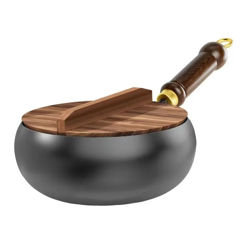 Handmade Forging Big Belly Pot Uncoated NON-STICK PAN Household Small Flat Bottom Frying Pan Kitchen Gas Stove Universal Pan