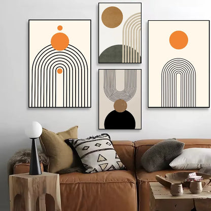 Bohemian styleAbstract Geometric Line boho Poster HD art sticky wall waterproof home living room bedroom bar aesthetic decoratio