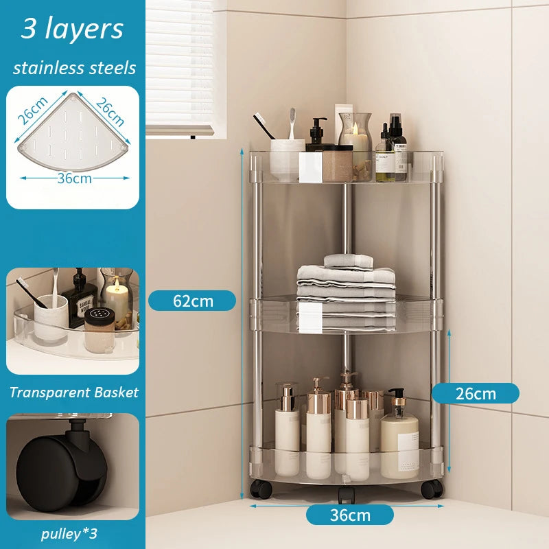 Shelf Trolley Bathroom Organizer Shelves Kitchen Home Large Capacity Storage Rack Acryl Cart Corner Cosmetic