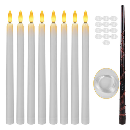 Floating Candles with Magic Wand Remote Control Flickering Warm Light Flameless Taper Candle for Christmas/Wedding/Party Home