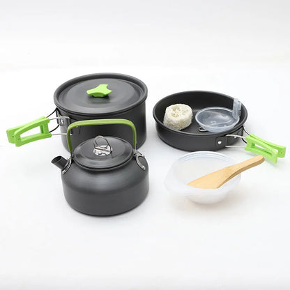 Camping Cookware Set - Lightweight Camping Pots and Pans Portable Outdoor Cookware with Kettle