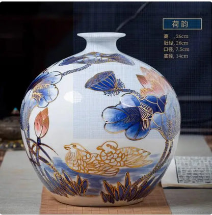 Vase ceramics underglaze color hand-painted plants high-end retro suitable home livingroom flower arrangement light luxury sense